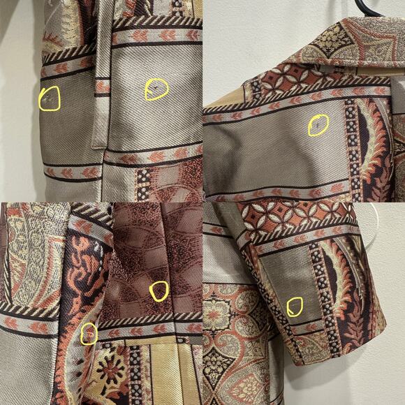 Chico’s Tapestry Dreams Brocade Patchwork Evening Coat Metallic Glam Art-to-Wear - Picture 13 of 15